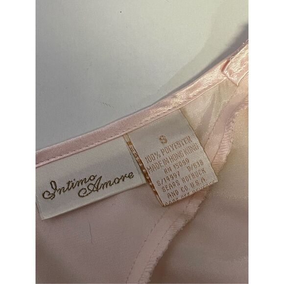 Vintage Intimo Amore Women's Sleeveless Lace Slip Dress Cami Pink Size Small - Picture 3 of 4